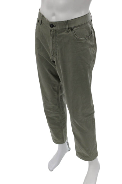 Hiltl Mens Ankle Cropped Chino Pants Green Cotton Stretch Inseam 34 Size 36