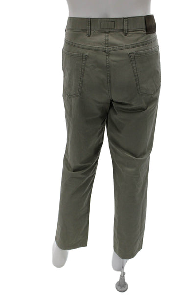 Hiltl Mens Ankle Cropped Chino Pants Green Cotton Stretch Inseam 34 Size 36