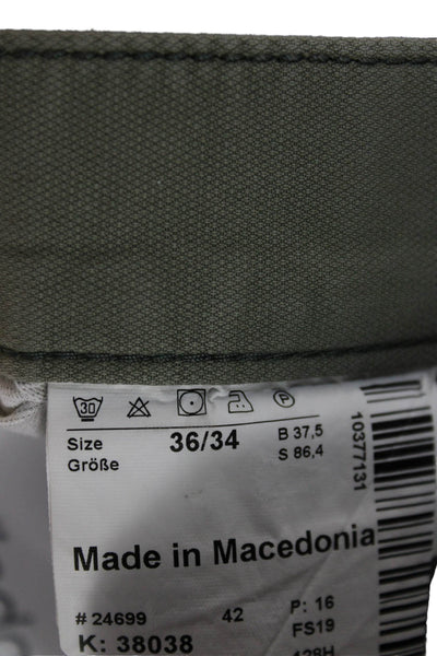 Hiltl Mens Ankle Cropped Chino Pants Green Cotton Stretch Inseam 34 Size 36