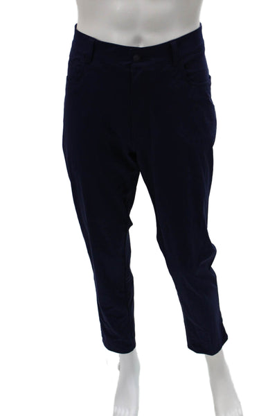 Peter Millar Mens Ankle Cropped Pants Dark Blue Recycled Nylon Spandex Size 36