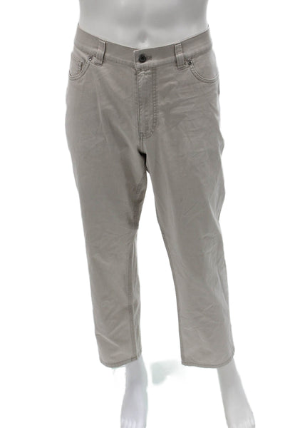 Hiltl Mens Chino Cropped Ankle Gray Cotton Blend Pants Size 36