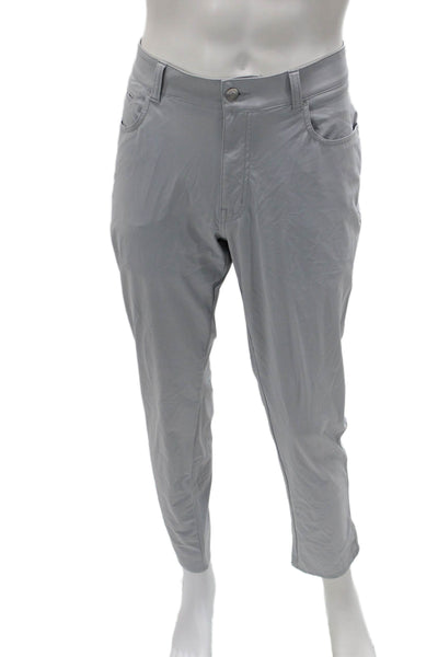 Peter Millar Men Gray Ankle Cropped Pants Recycled Nylon Spandex Button Size 36