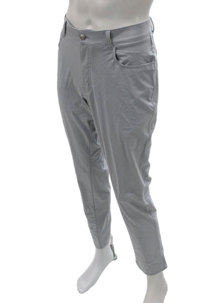 Peter Millar Men Gray Ankle Cropped Pants Recycled Nylon Spandex Button Size 36