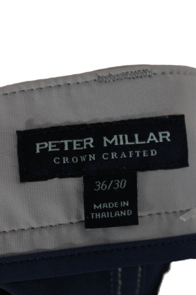 Peter Millar Men Gray Ankle Cropped Pants Recycled Nylon Spandex Button Size 36