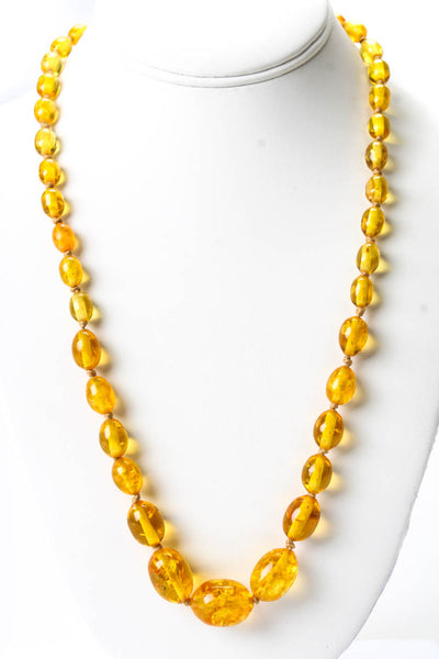 Designer Womens Vintage Orange Faux Amber Glass Graduated Bead Necklace 24"