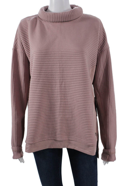 Tahari Unisex Pullover Pink Striped Mock Neck Long Sleeve Size L