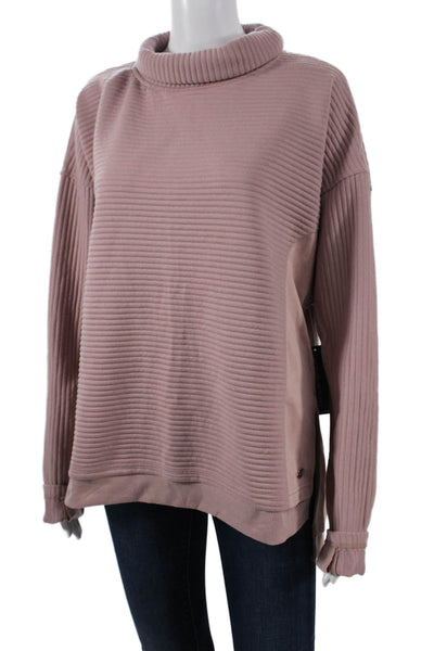 Tahari Unisex Pullover Pink Striped Mock Neck Long Sleeve Size L