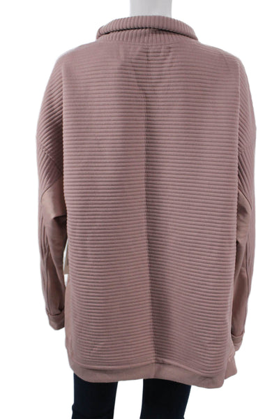 Tahari Unisex Pullover Pink Striped Mock Neck Long Sleeve Size L