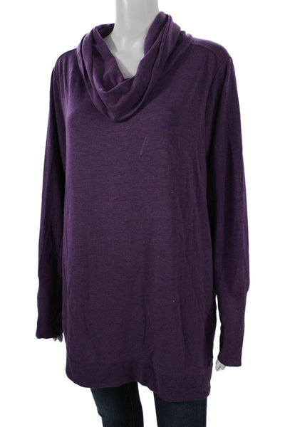 H By Halston Womens Purple Turtleneck Tunic Long Sleeve Rayon Spandex Size XL