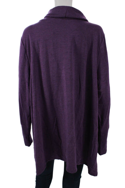 H By Halston Womens Purple Turtleneck Tunic Long Sleeve Rayon Spandex Size XL
