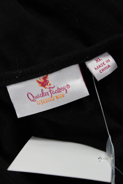 Quacker Factory Women Tunic T Shirt Black Long Sleeve Round Neck Size XL