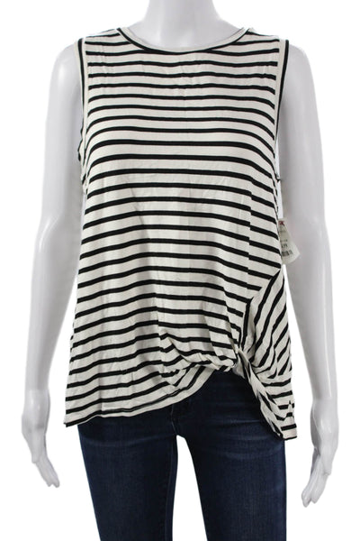 Green Envelope Womens Basic Striped Black Tank Round Neck Size L