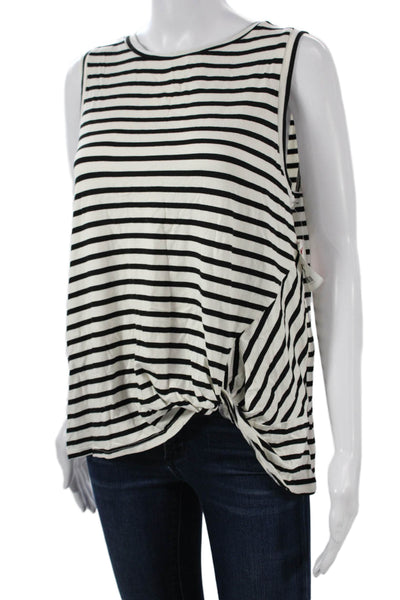 Green Envelope Womens Basic Striped Black Tank Round Neck Size L