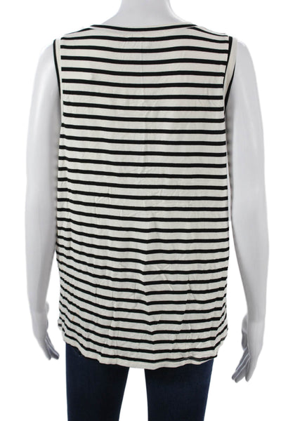 Green Envelope Womens Basic Striped Black Tank Round Neck Size L