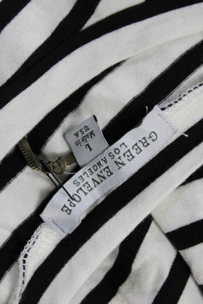 Green Envelope Womens Basic Striped Black Tank Round Neck Size L