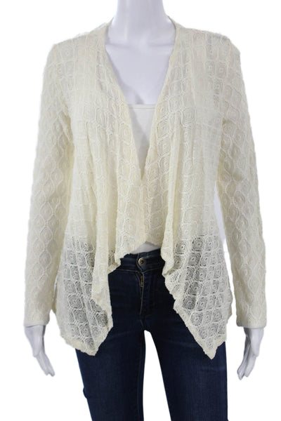 Papillon Blanc Unisex Beige Geometric Cardigan Long Sleeve Size M