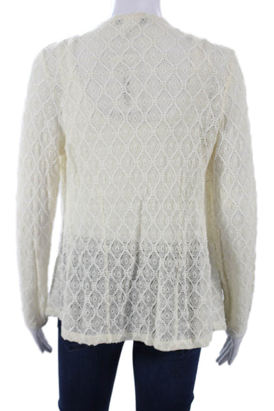 Papillon Blanc Unisex Beige Geometric Cardigan Long Sleeve Size M