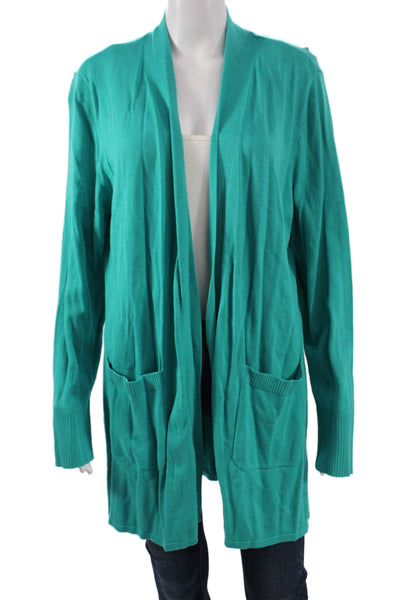 Isaac Mizrahi Women Cardigan Green Long Sleeve 60% Cotton 40% Rayon Size XL