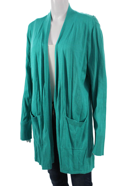 Isaac Mizrahi Women Cardigan Green Long Sleeve 60% Cotton 40% Rayon Size XL