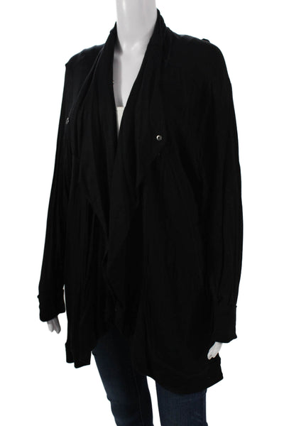 Susan Graver Women Coatigan Black Long Sleeve Snap Solid Size XL