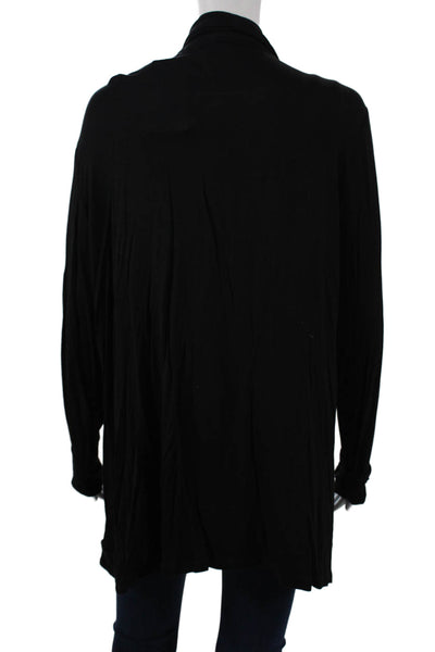 Susan Graver Women Coatigan Black Long Sleeve Snap Solid Size XL