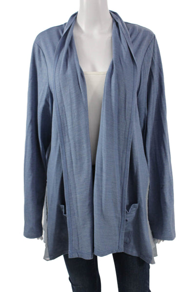 Logo Lori Goldstein Women Bohemian Blue Solid Long Sleeve Coatigan Size XL
