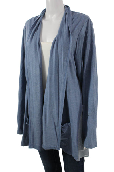 Logo Lori Goldstein Women Bohemian Blue Solid Long Sleeve Coatigan Size XL