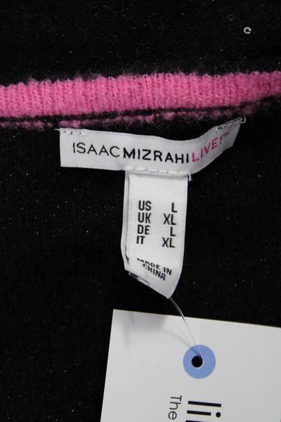 Isaac Mizrahi Women Black Square Neck Sweater Vest Sleeveless Size L