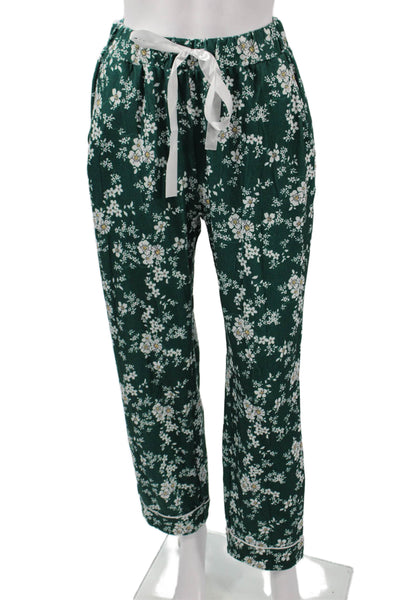 Ekouaer Womens Pajama Pants Green Floral 95% Rayon 5% Spandex Size S
