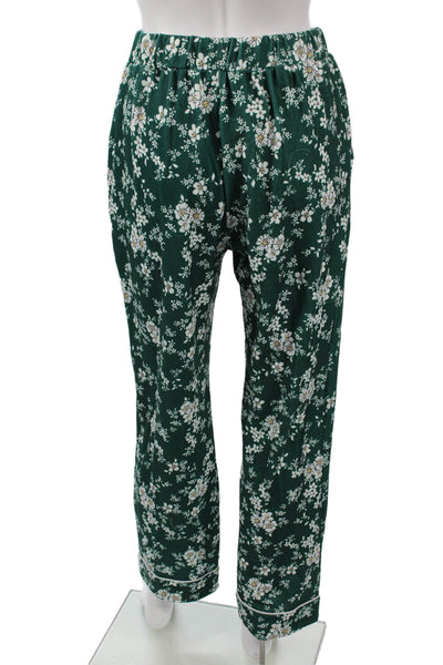 Ekouaer Womens Pajama Pants Green Floral 95% Rayon 5% Spandex Size S