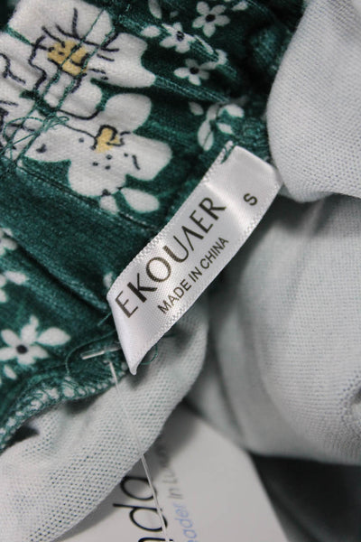 Ekouaer Womens Pajama Pants Green Floral 95% Rayon 5% Spandex Size S