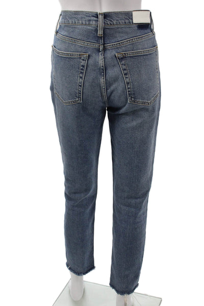 Re/Done Women High Rise Ankle Cropped Blue Jeans Size 29