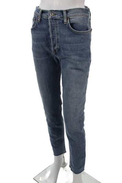 Re/Done Women Blue Cropped Ankle Straight Jeans High Rise Size 28