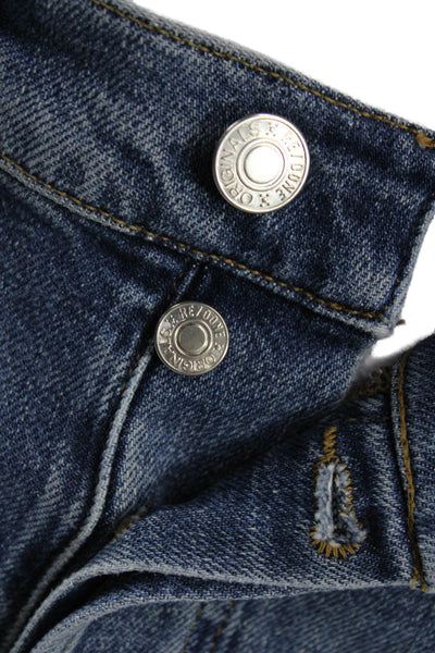 Re/Done Women Blue Cropped Ankle Straight Jeans High Rise Size 28