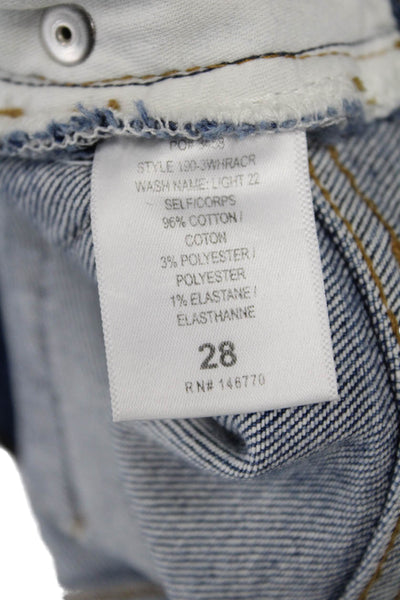 Re/Done Women Blue Cropped Ankle Straight Jeans High Rise Size 28