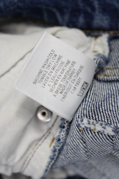 Re/Done Women Blue Cropped Ankle Straight Jeans High Rise Size 28