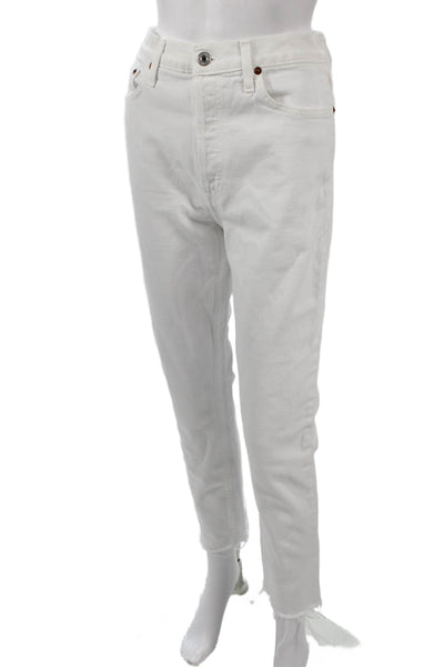 Re/Done Women Ankle Cropped Jeans White High Rise Size 29