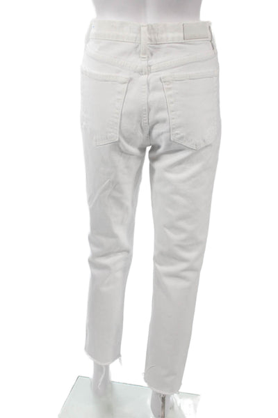 Re/Done Women Ankle Cropped Jeans White High Rise Size 29