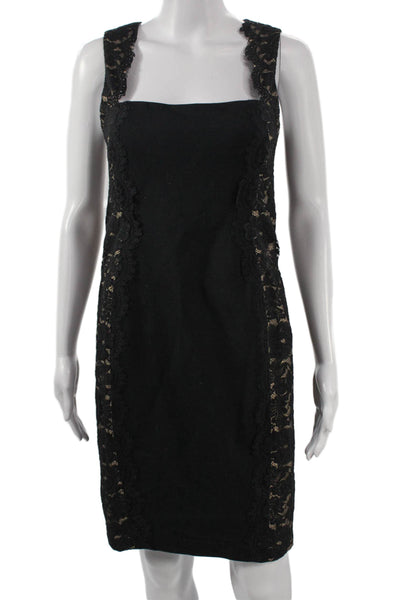 Aidan Mattox Women Sheath Pencil Dress Black Sleeveless Square Neck Size 4