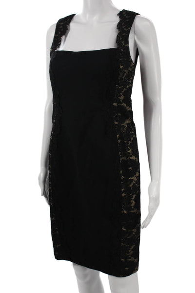 Aidan Mattox Women Sheath Pencil Dress Black Sleeveless Square Neck Size 4