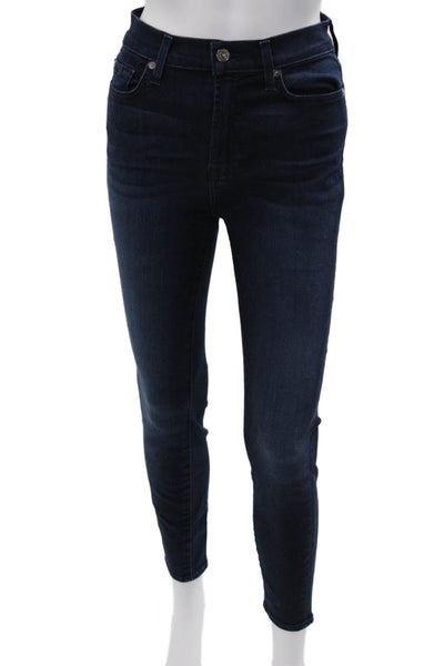 7 For All Mankind Womens Ankle Skinny Jeans Dark Blue High Rise Size 25