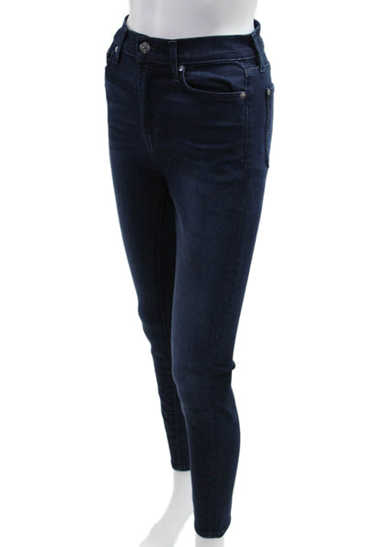 7 For All Mankind Womens Ankle Skinny Jeans Dark Blue High Rise Size 25