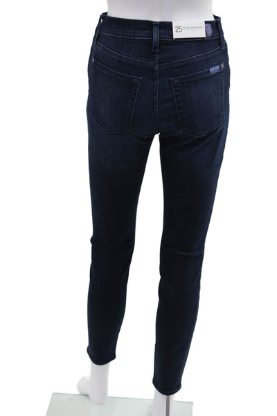 7 For All Mankind Womens Ankle Skinny Jeans Dark Blue High Rise Size 25