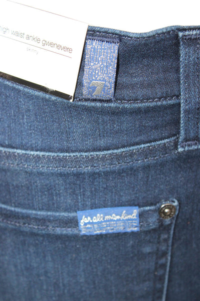 7 For All Mankind Womens Ankle Skinny Jeans Dark Blue High Rise Size 25