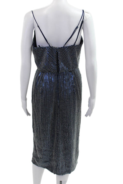 Haney Women Slip Dress Dark Blue Polka Dot Sleeveless Knee Length Size 6