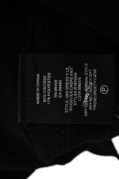 Theory Women Sweater Dress Black V-Neck Long Sleeve Knee Length Size S