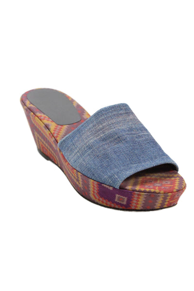 Theodora & Callum Womens Platform Wedge Sandals Multi Colored Size 8.5 Medium
