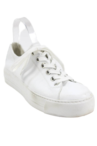 Paul Green Mens Leather Lace Up Low Top Platform Sneakers White Size 5.5