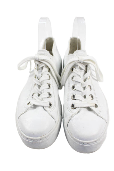 Paul Green Mens Leather Lace Up Low Top Platform Sneakers White Size 5.5