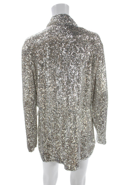 BB Dakota Womens Bomber Jacket Gray High Neck Zip Polyester Size S